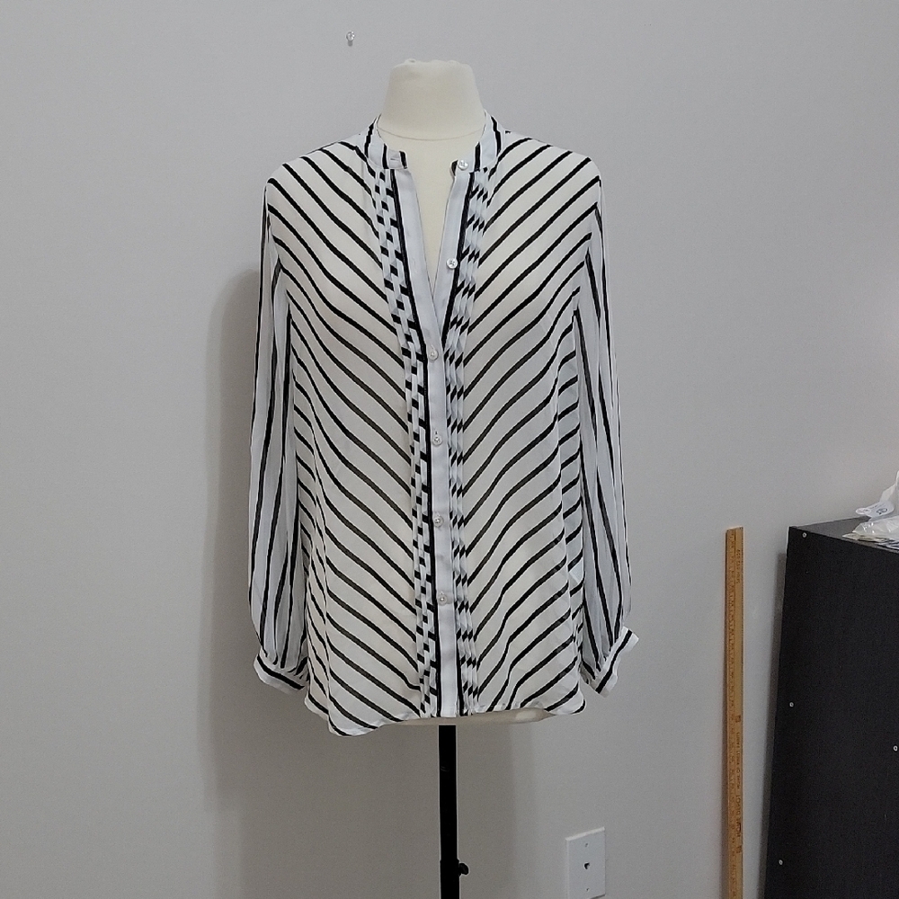 Chico's Black and White Striped Blouse